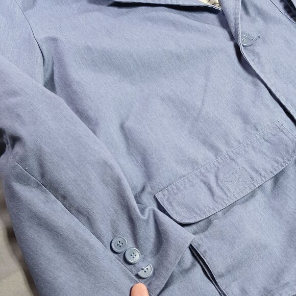 Haband Travelers Chambray Blazer Mens L Blue Map Lined Unstructured Sport Coat - Picture 8 of 12